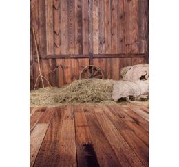 Vintage Brown Wood Floor Wall Rustic Backdrop Straw Barn Digital Backgrounds for Po Child Kids Pography Backdrops3417185