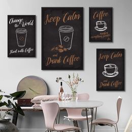Nordic Coffee Shop Cafe Canvas Painting Vintage Coffee Wall Art Poster Prints Wall Art Pictures for Kitchen Room Bar Home Decor