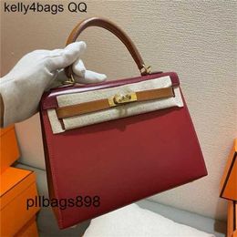 Handbag 7A Box Leather Cowhide Handswen Handmade 25cm leather with Customised whosale usurally by order onlyqqTYUY