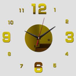 2024 Relógio de parede 3D Relógio Diy Espelho adesivos de parede Decoração de casa Relógio de agulha da sala de estar Removável adesivo de decalque