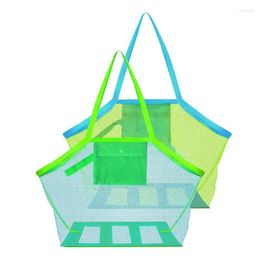 Storage Bags Foldable Mesh Bag Children Sand Away 2 Pcs Large Capacity Reusable Shopping Portable Toys Clothes Beach Essentials