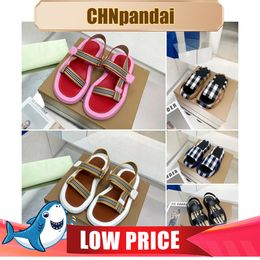 Shoes fashion easy matching Daily Outfit Luxury Designer Sandals Women Vintage Classic Slipper Sandal Plaid Stripes Summer Ladies Outdoor eur 35-42