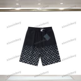 xinxinbuy 2024 Men women designer shorts Letter gradient printing short cotton black white brown gray khaki green M-2XL