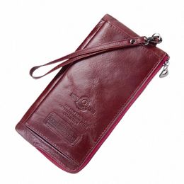 female Lg Coin Purse Genuine Leather Women Wallet Big Capacity Mey Bag With Phe Pocket Fi Card Holder Clutch Wallets w8qD#