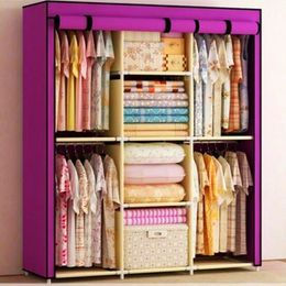 Large Wardrobe Storage Portable Double Home Furniture Wardrobe Clothes Cabinet Stable Closet