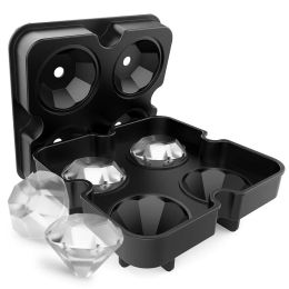 4/6 Grid Ball Big Square Ice Cube Mould Black Silicone Ice Cube Maker Reusable DIY Ice Cube Tray for Freezer Drinks Whisky Wine