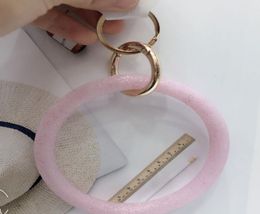 12styles Silicone Bracelets Bangle Wrist Key Ring Fashion Glitter Bracelet Sports Keychain Round Key Rings Large O Keyring Jewelry7942224