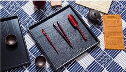 1PC 8 Size Premium Quality Black Wood Dinning Bread Breakfast Tray Serving Trays for Dessert Cake Cupcake Fruit Tea Tray W0042