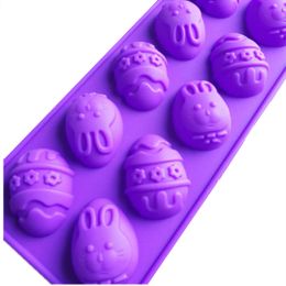 10-Cavity Easter Egg Shape Handmade Soap Mould Silicone Chocolate Mould DIY Baking Cake Mould Random Colours 23*10*1.8cm