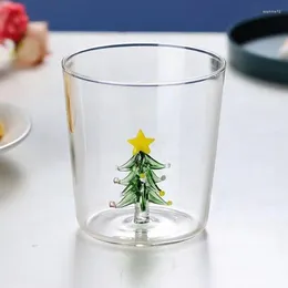 Wine Glasses Christmas Tree Glass Cup Transparent Portable Whiskey Cocktail Coffee Stemless Party For Home Drinkware Supplies