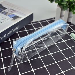 New Style Transparent Zipper Pencil Case Pen Bag Cosmetic Makeup Pouch Sundries Organizers Stationery Gifts School Supplies