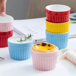 9cm ceramic creative solid Colour baking bowl double skin milk dessert bowl pudding cup steamed bowl baking cup cake dessert Mould