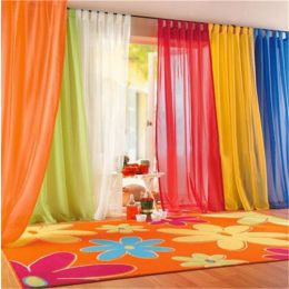 1x2M Solid Tulle Sheer Window Curtains for Living Room the Bedroom Modern Voile Organza Curtains Fabric Drapes Pole Type