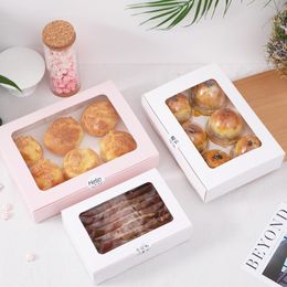 StoBag 10pcs Baking Cookies Packaging Box With Clear Windower Handmade Puffs Egg Yolk Crisp Birthday Party Chocolate Favors