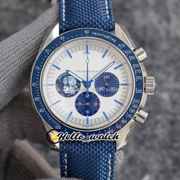 42mm Professional Moon Watches Prize 50Th Anniversary Mens Watch White Dial 310 32 42 50 02 001 OS Quartz Chronograph Blue Nylon L254o