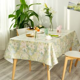 French Ins Light Luxury Lily Flower Pattern Tablecloth Household Waterproof and Oil-proof Tablecloth Rectangular/square Cloth