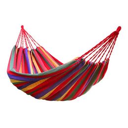 190cm x 80cm Stripe Hang Bed Canvas Hammock 120kg Strong and Comfortable Red190P