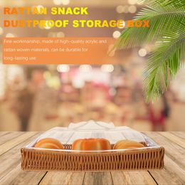 Dinnerware Sets Snack Storage Box Rural Style Basket Exquisite Simple Acrylic Cover Seagrass Baskets