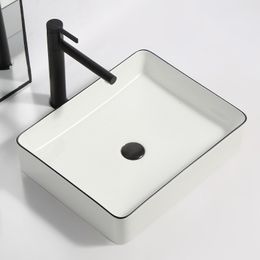 Sink Ceramic White Square WashBasin Countertop Sinks Drainer Nordic Washbasin Art Basin Shampoo Bowl