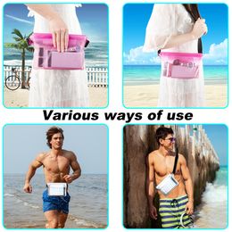 2pcs Waterproof Pouch Waist Pack Strap Screen Touch Dry Bag Adjustable Belt For Phone Swimming Boating Surfing Storage Bags