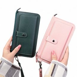 multifunctial Fi Women Wallet 2022 New PU Leather Lg Wallets Multi-card Positi Clutch Buckle Zipper Student Purse a55m#