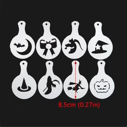 8Pcs Halloween Decorations Cake Cafe Spray Template Barista Stencils Garland Mould Coffee Printing Flower Model for Halloween