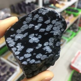 Natural quartz raw material stone rough crystal healing stone hot selling product snowflake obsidian