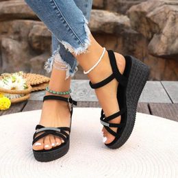 Sandals Thick Sole High Heel For Women's Summer Fashion Slope Shoes Waterproof Platform Strap 2024 Tendencia