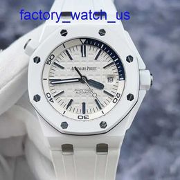 Hot AP Wrist Watch Royal Oak Offshore Series 15707CB White Ceramic Material Blue Rotatable Inner Ring Date Display Automatic Mechanical Mens Watch