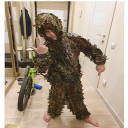 Children's new 3D leaf camouflage suit Geely suit Bird watching suit Shooting camouflage Hunting clothes and pants