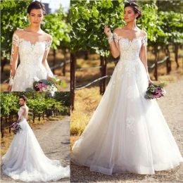 Kitty Chen 2024 Beach Wedding Dresses A Line Bohemia Lace Appliqued Bridal Gowns Illusion Long Sleeve Wedding Dress