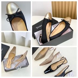 Repetto With Box Top Quality Designer Sandals Luxury Slippers Womens Heel Bowknot Dancing Shoes Soft GAI Slip-On Size 35-39 5cm