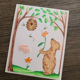 QWELL Bunnies Kids Bear Flowers Happy Spring Day Joy Dies and Stamps Set DIY Craft Scrapbooking Album Making Template 2021