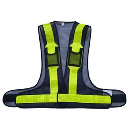 Reflective Vest Adjustable Anti-wear Safety Vest V-shaped Illuminated Vest with Three-dimensional Pocket for Night Run Cycling
