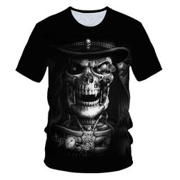 Boy Girl Tees 3D Print Colourful Fire Skull Punk Style T-Shirt Kids Short Sleeve Hip-Hop T Shirt Summer Tops Cool Children Tshirt