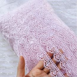 3 Metres Vintage Floral Embroidered Pink Smooth Lace Trim Lace for Garment Beautiful Lace Fabric for DIY 2.5CM Width