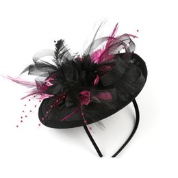 Feather Fascinators Hat Mesh Flower Phillbox Heaband with Clip for Women Girls Kentucky Derby Party Hair Accessories