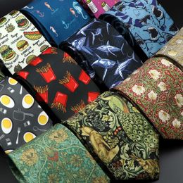 Neck Ties Novel and fashionable mens ties floral food animal neckline soft polyester brown Gravatas for weddings business parties dresses tie giftsC240410
