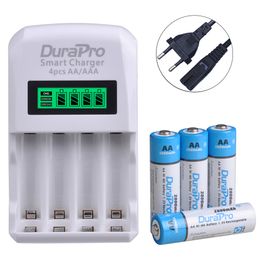 DuraPro AA AAA Ni-MH Rechargeable Battery + LCD 4 Slots Charger with EU/US/UK Plug for MP3 Player,Remote control,Toys,Car,Camera
