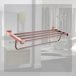 Double Layer Bathroom Towel Racks Wall Mount Luxury Gold Bath Towel Holder Polished Bathroom Accessories Shower Shelf Towel Rack