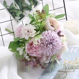 1 pcs purple Artificial Flowers Peony Tea Rose Autumn Silk Fake Flowers for DIY Living Room Home Garden Wedding Decoration