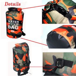 5pcs Outdoor Camouflage Waterproof Bag Portable Rafting Diving Dry Bag Sack PVC Folding Swimming Storage Bag for River Trekking