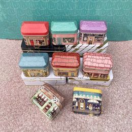 10Pcs 6.5x5.5x4cm Small House Tin Box Mini Empty Storage Box Candy Jewellery Packing Gifts for Kids Girls