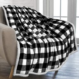 Soft Winter Blanket Plaid Fleece Throw Sofa Bed Blanket Christmas Gift Warm Sherpa Flannel Double Layer Fluffy Snowflake Blanket