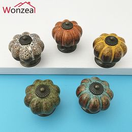 Cabinet Pumpkin Ceramic Handle Knobs Vintage Door Pull for Kitchen Cabinet Porcelain Drawer Pulls Children Dresser Handles Knobs