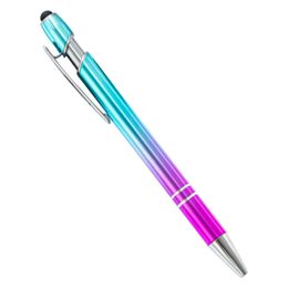 20Pcs/Lot Gradient Color Metal Pen wholesale gradient aluminum Ballpoint pen print logo touch screen metal ball pen