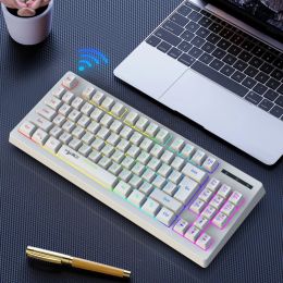 Keyboards HXSJ Computer Gaming BluetoothCompatible 87 Keys LED Backlight Keyboard Desktop PC Wireless Membrane Keyboard For Win 7/8/10