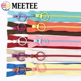 20Pcs Meetee 3# Close-End Resin Zippers 15/20/30/40cm Closure Sewing Zip Pull Ring Head for Bags Garment Tailor Replace Crafts