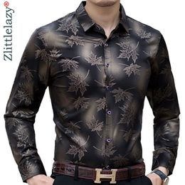Januarysnow New Social Long Sleeve Maple Leaf Designer Shirts Men Slim Fit Vintage Fashions Men's Shirt Man Dress Jersey Clot202a
