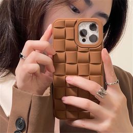 3D Cube Weave Pattern Soft Silicone Phone Case For iPhone 14 13 Pro Max 11 12 Mini X XS XR 6S 7 8 Plus SE Matte Shockproof Cover